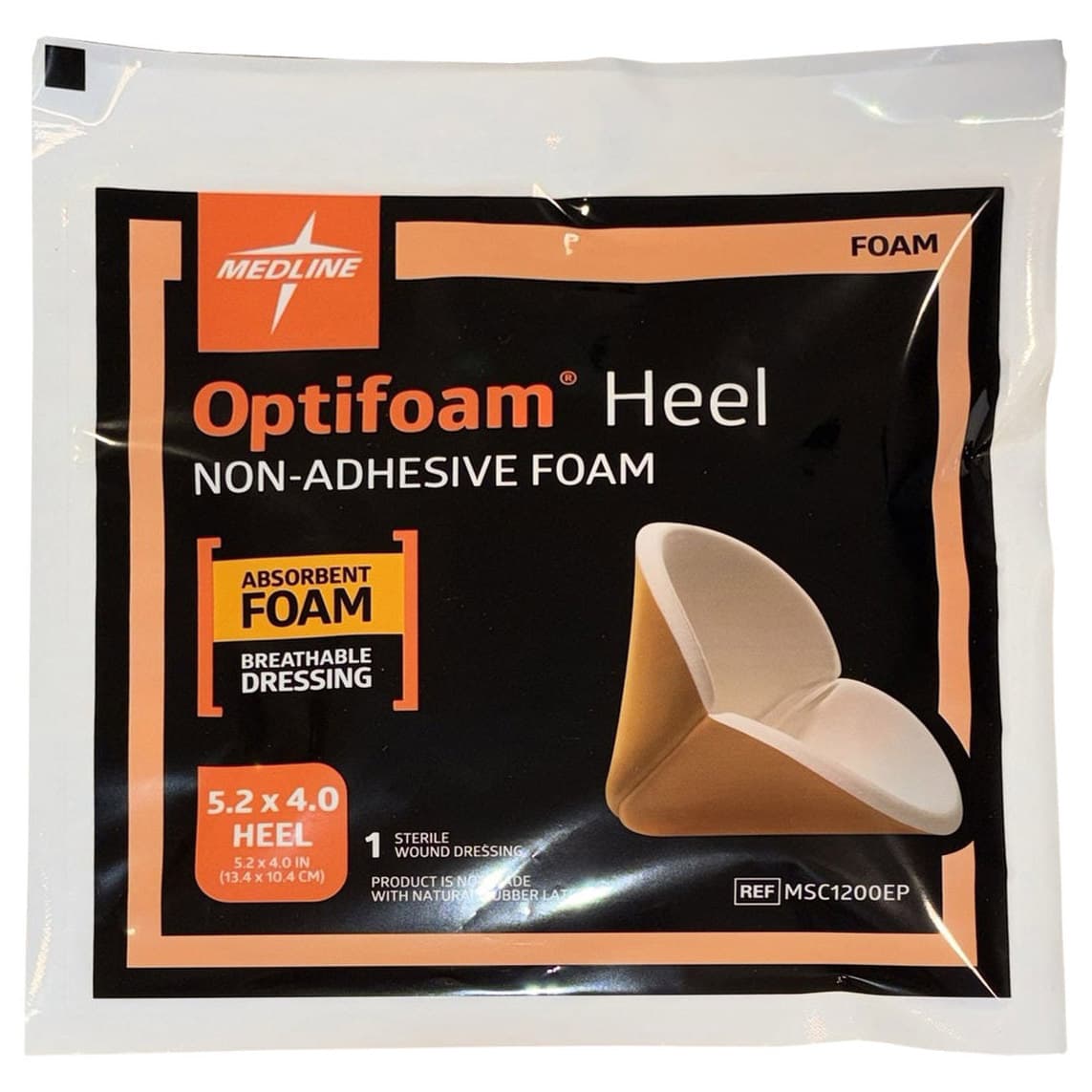 Optifoam Heel Nonadhesive Foam Dressing, Sterile, 5.2 x 4 Inch - Each - Image 1