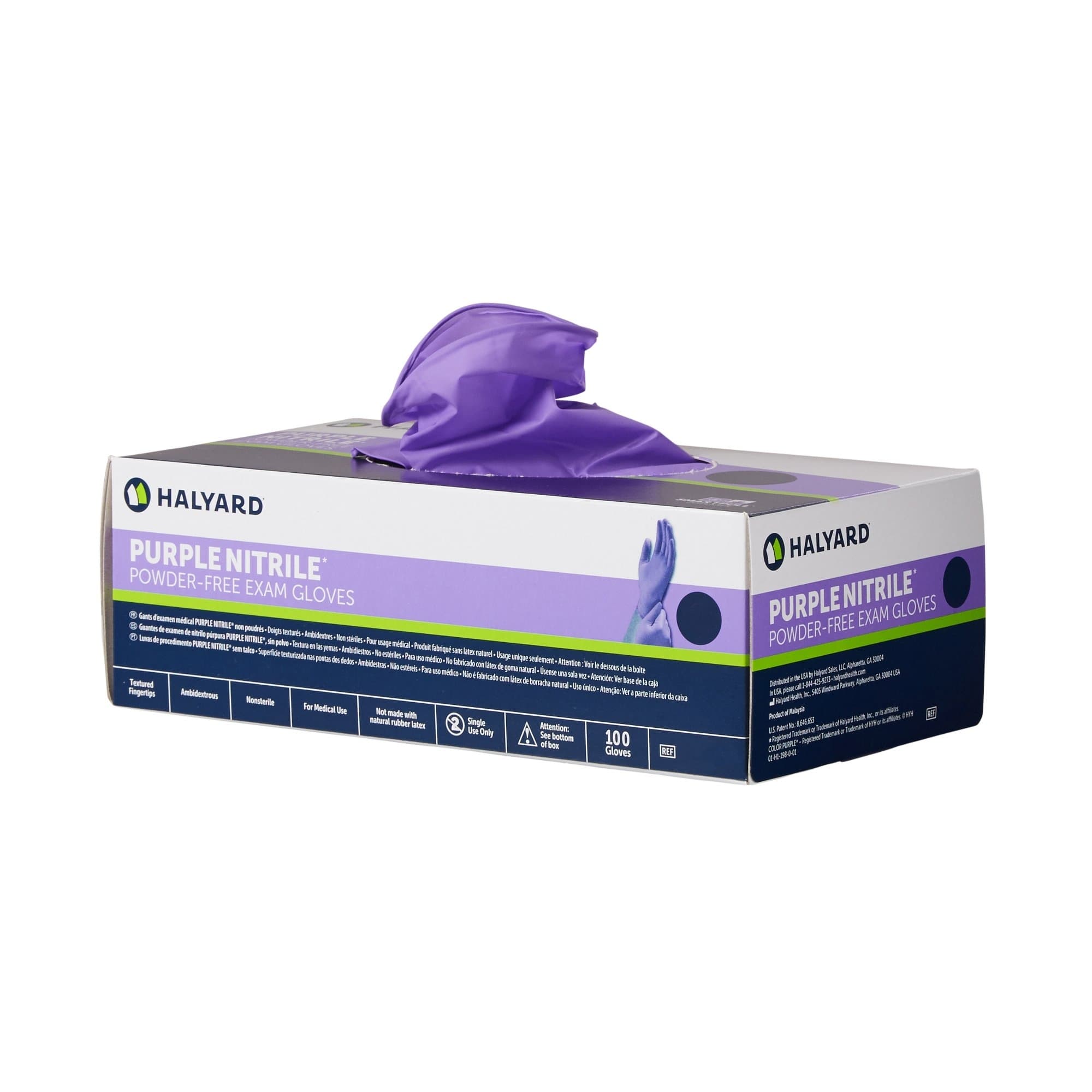 Halyard Purple Nitrile Powder Free Exam Gloves, Medium - Case of 1000 - Image 1