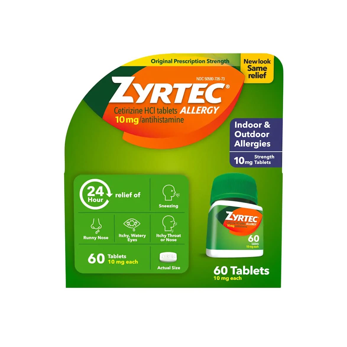 Zyrtec Allergy Tablets, 10 mg, 60 Count - Each - Image 1