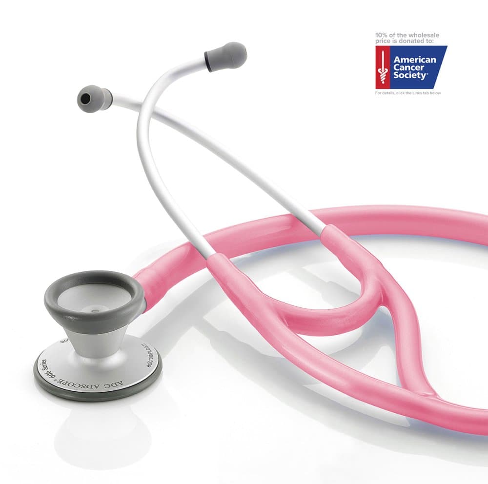 ADC Adscope Ultra-lite Cardiology Stethoscope, Breast Cancer Awareness Metallic Pink - Image 1