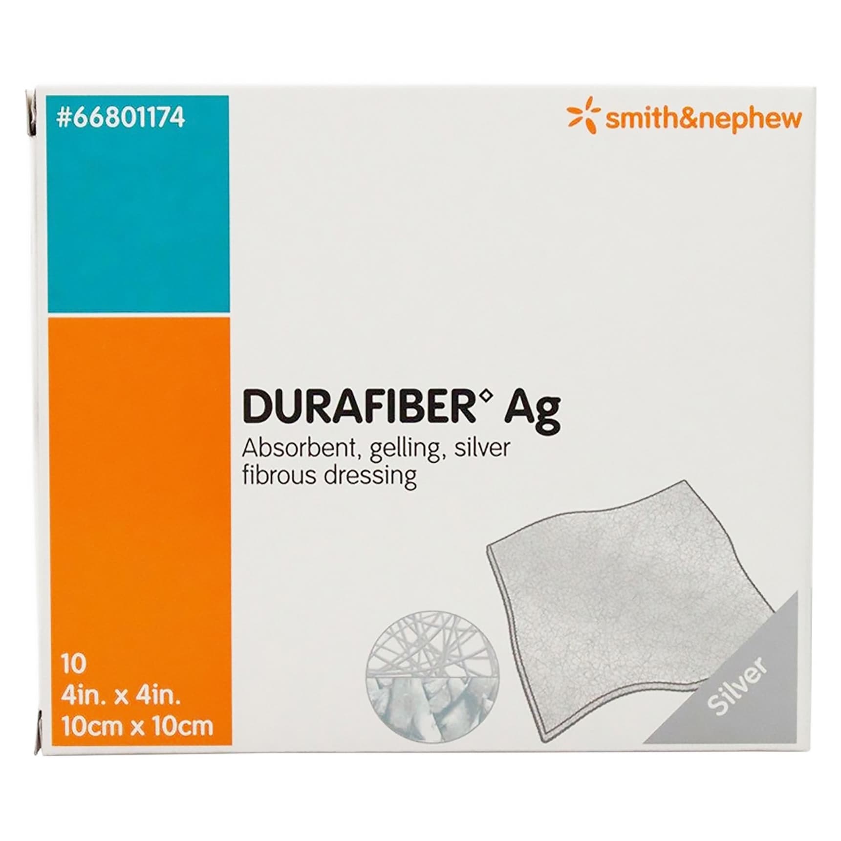 Durafiber Ag Gelling Fiber Dressing, 4 x 4 Inch - Box of 10 - Image 1