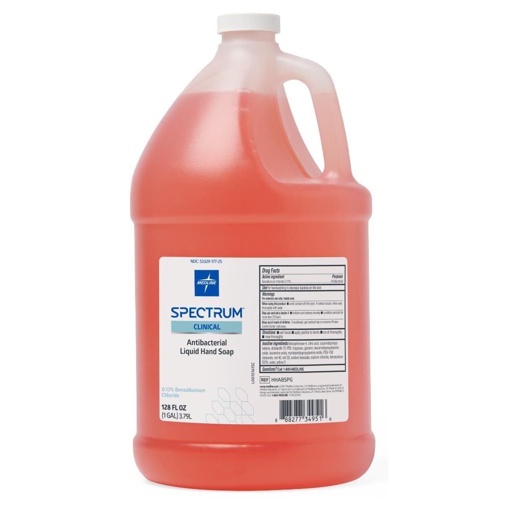 Medline Spectrum Antibacterial Liquid Hand Soap, 1 Gallon, Clean Scent - Image 1