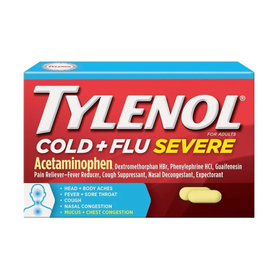 Tylenol Cold + Flu Severe Acetaminophen Caplets - Box of 100 - Image 1