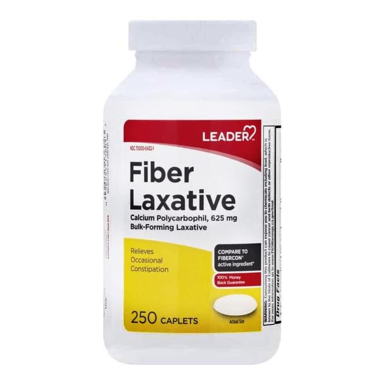 Leader Fiber Laxative Caplets 625 mg, 250 Count - Each - Image 1
