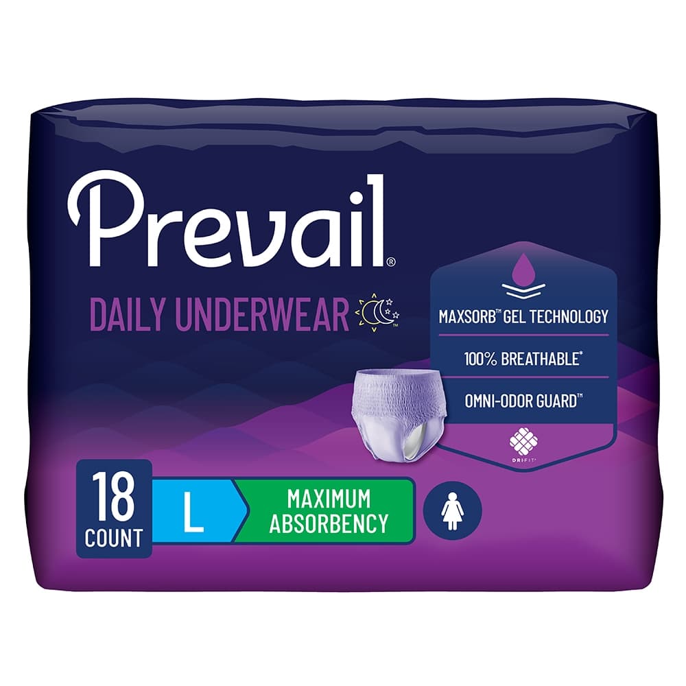 Prevail Daily Absorbent Underwear for Women, Large - Package of 18 - Image 1