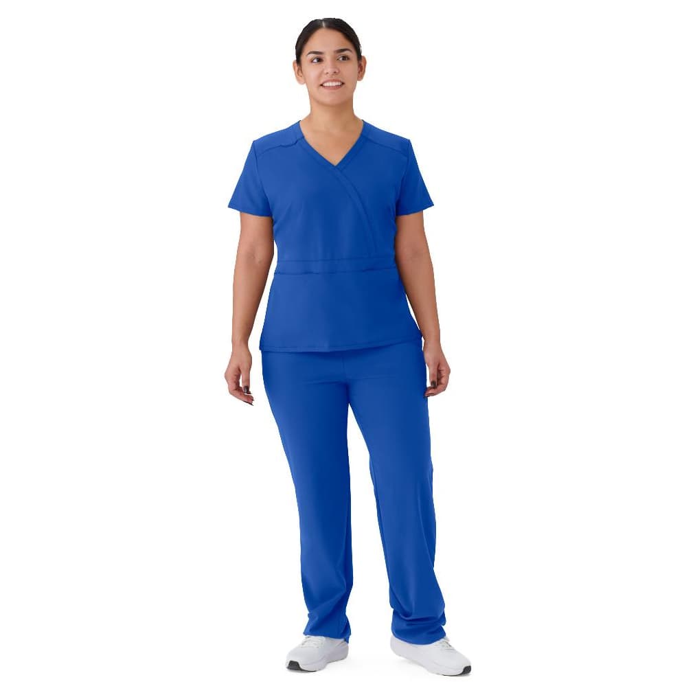 Medline Brooklyn AVE Women's Scrub Top, Mock Wrap, Royal Blue, 2XSmall - Each - Image 1