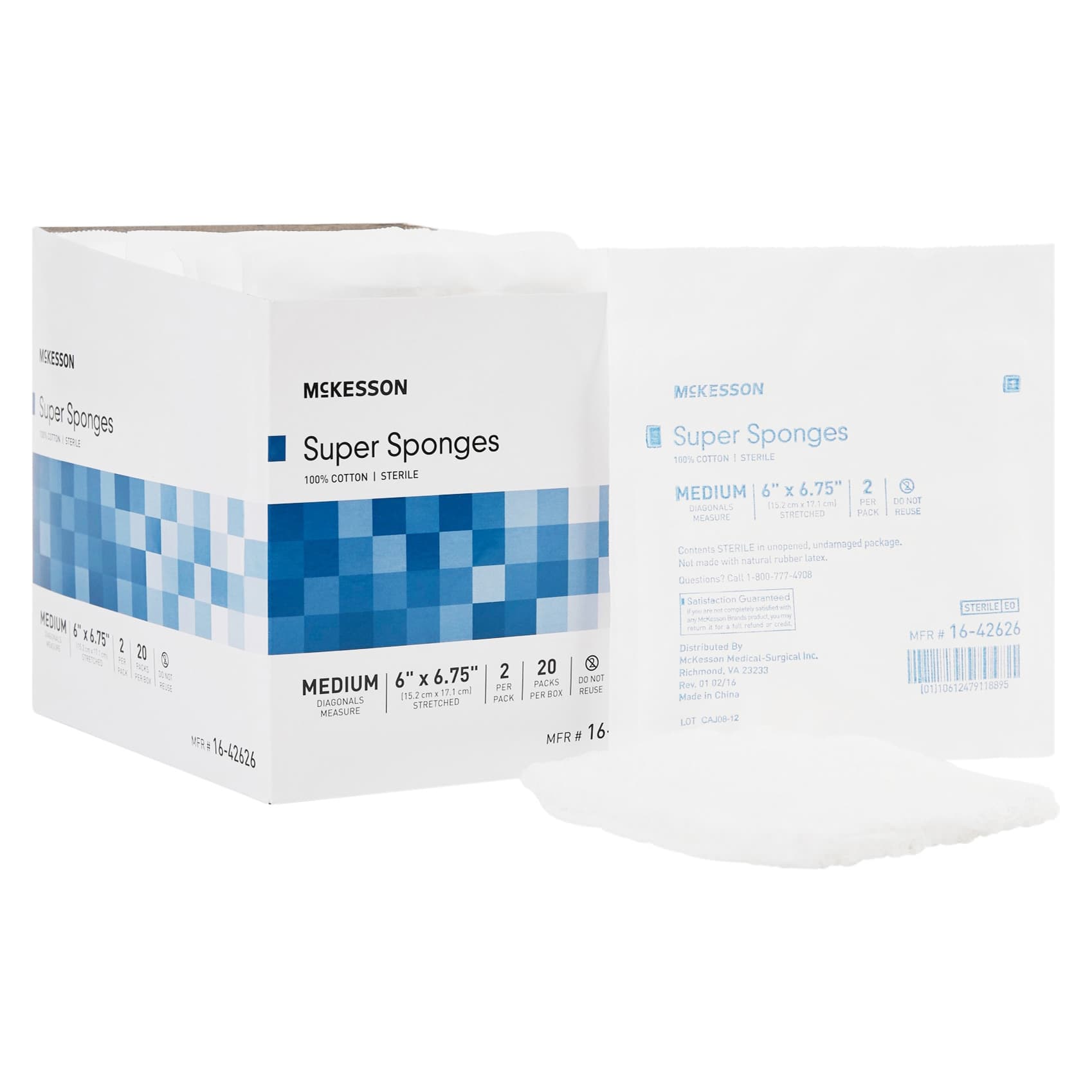 McKesson Cotton Fluff Dressing, 6 x 6-3/4 Inch - Box of 20 - Image 1