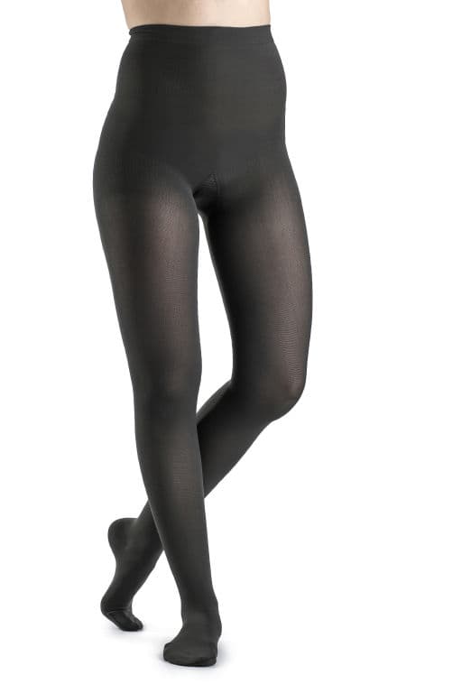 Sigvaris Women's Style Soft Opaque Compression Pantyhose, 15-20mmHg Closed Toe, Small-Short, Graphite - Pair - Image 1