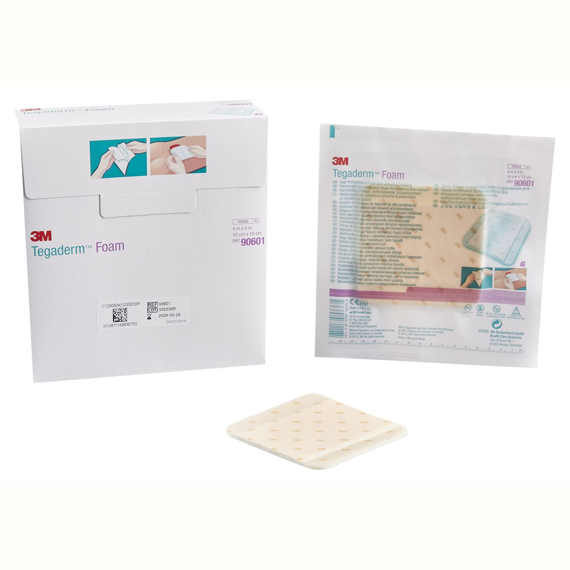 3M Tegaderm High Performance Non Adhesive Foam Dressing, 4" x 4" - Box of 10 - Image 1
