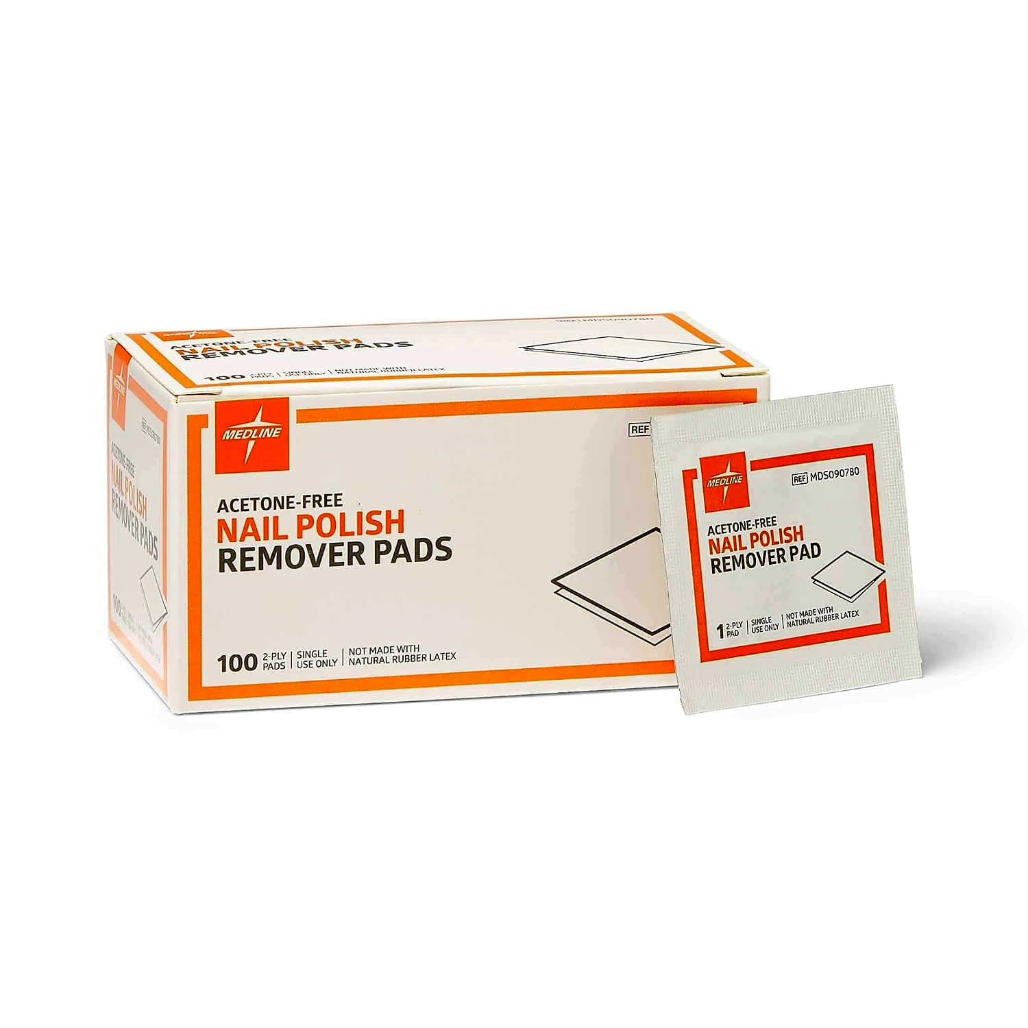 Medline 2-Ply Acetone-Free Nail Polish Remover Pads - Case of 1000 - Image 1