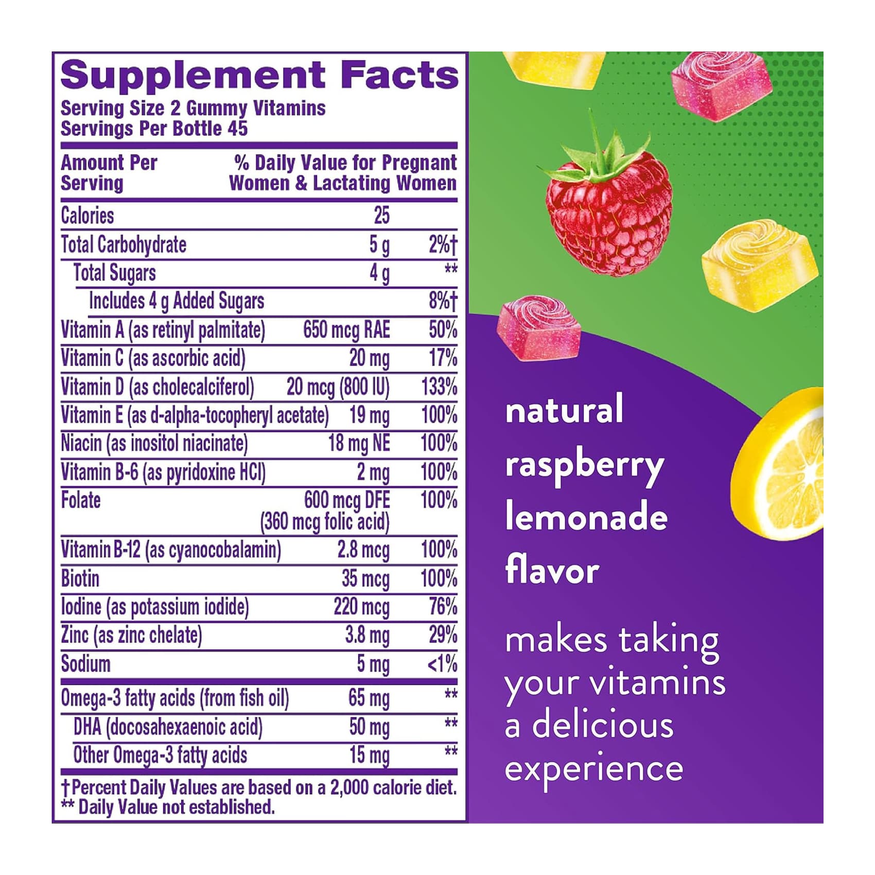 Vitafusion PreNatal Gummy Vitamins, Raspberry Lemonade Flavored, 90 Count - Each - Image 2