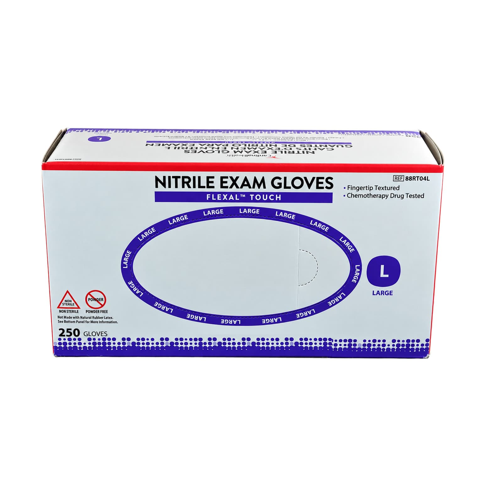 Cardinal FLEXAL Touch NonSterile Nitrile Exam Gloves, Large - Box of 250 - Image 1