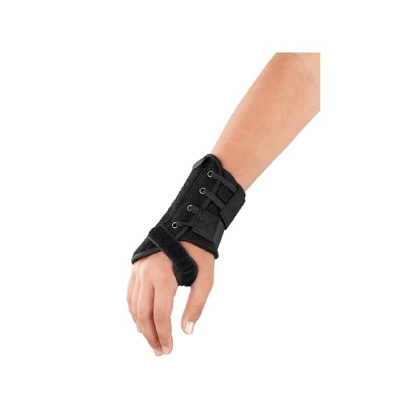 Apollo Universal Wrist Brace with Thumb Spica Black Dual-Pull Lace Closure 6 Inch Length One Size, Right Hand - Image 1