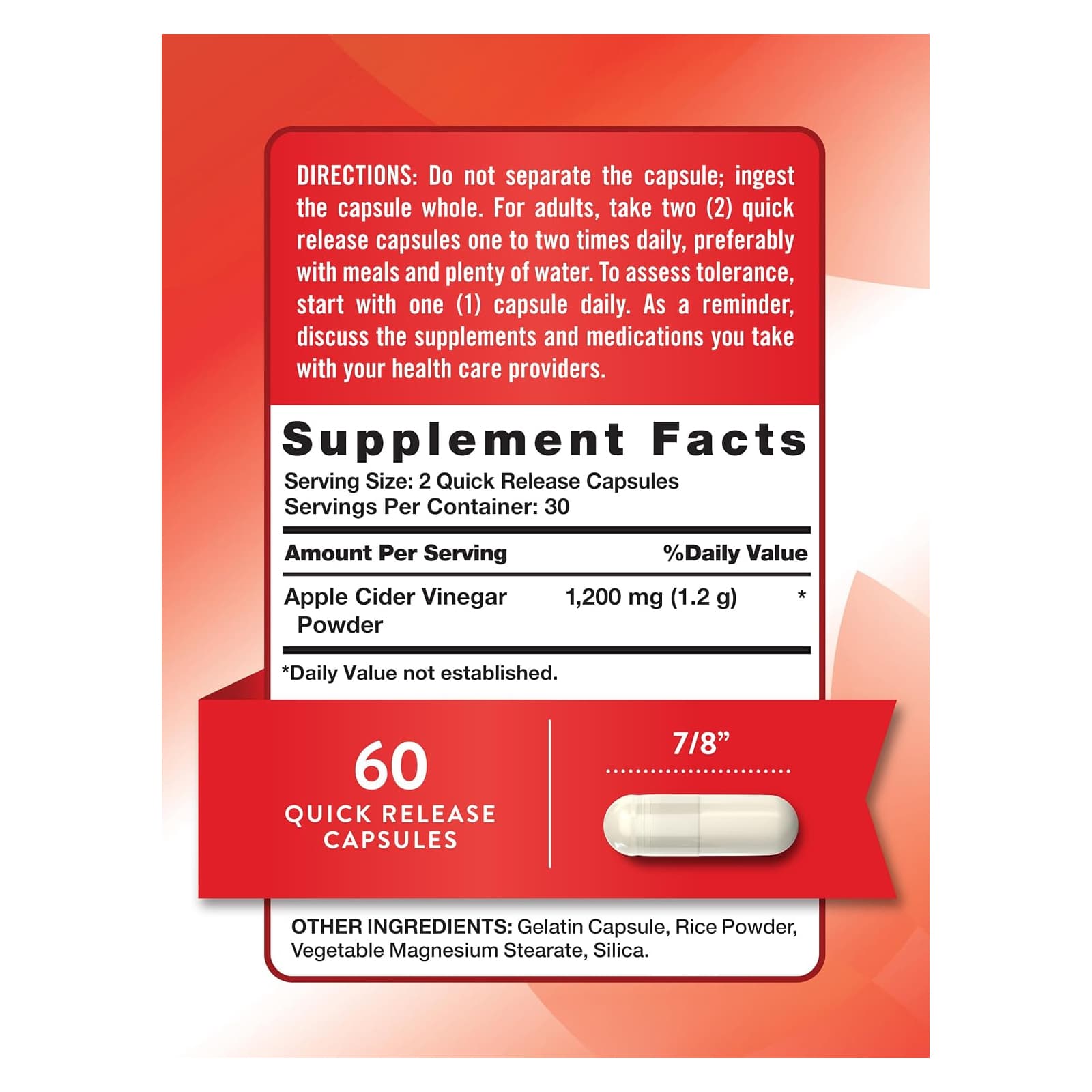 Nature's Truth Apple Cider Vinegar Capsules, Triple Strength, 1200 mg - Image 3