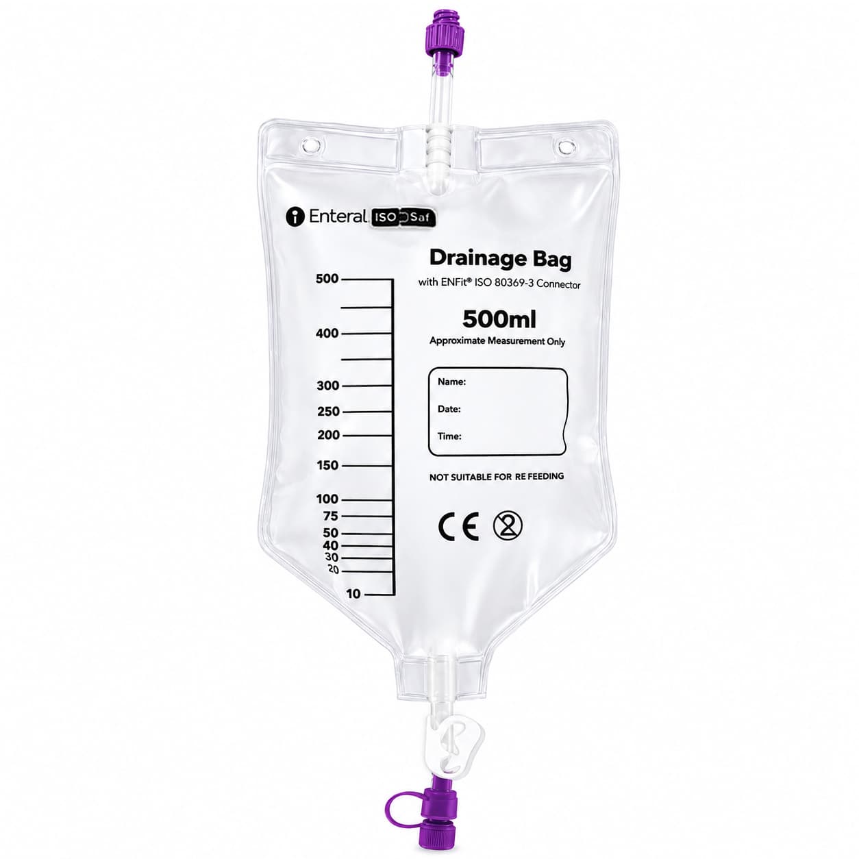 MED Alliance ENFit Enteral Drainage Bag Without Tubing, 500 mL - Each - Image 1