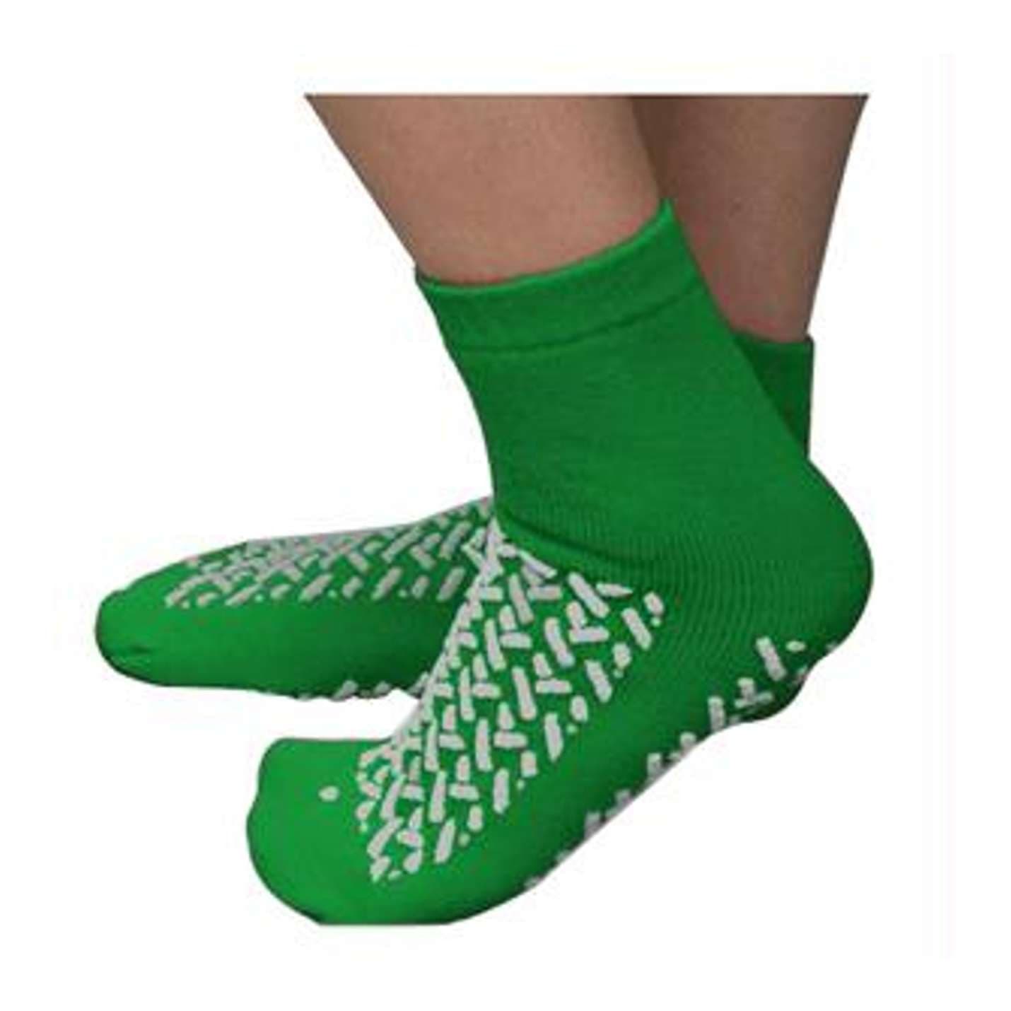 Double Tread Exterior Terrycloth Patient Safety Footwear, Green, 2XLarge - Image 1