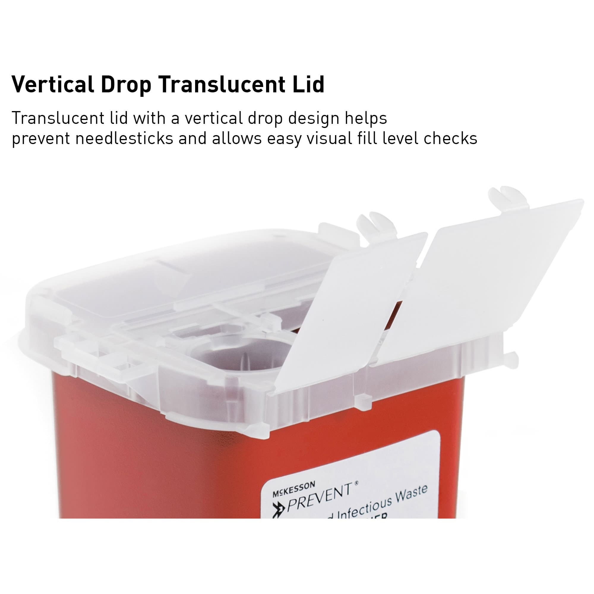 McKesson Prevent Red Base Sharps Container, Vertical Entry - Image 3