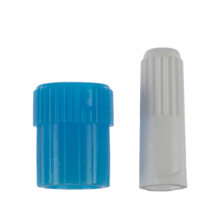B. Braun Male-Female Luer Lock Replacement Cap, Blue-White - Case of 100 Sets - Image 2