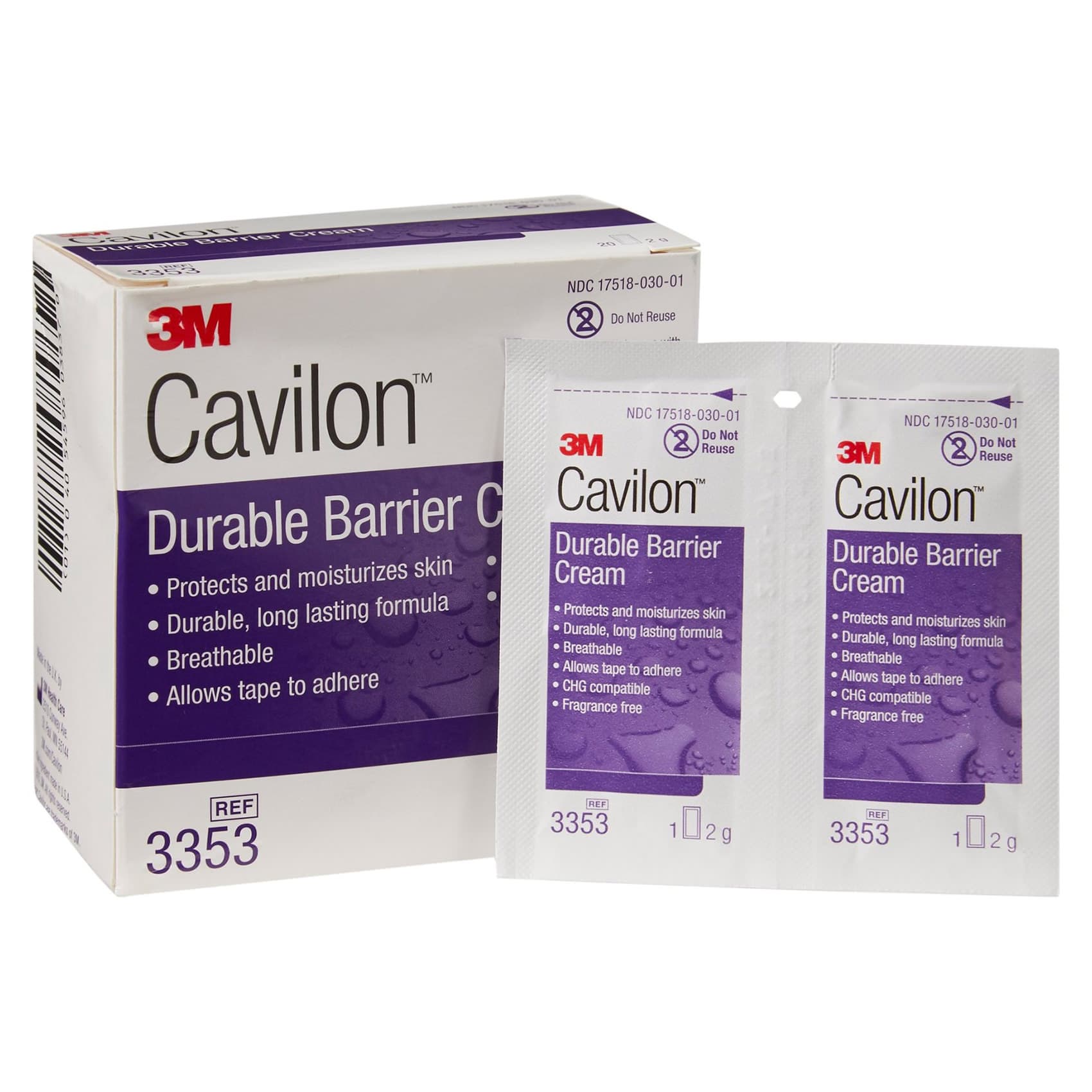 3M Cavilon Durable Barrier Cream, Individual Packet, 2 Gram - Box of 20 - Image 1