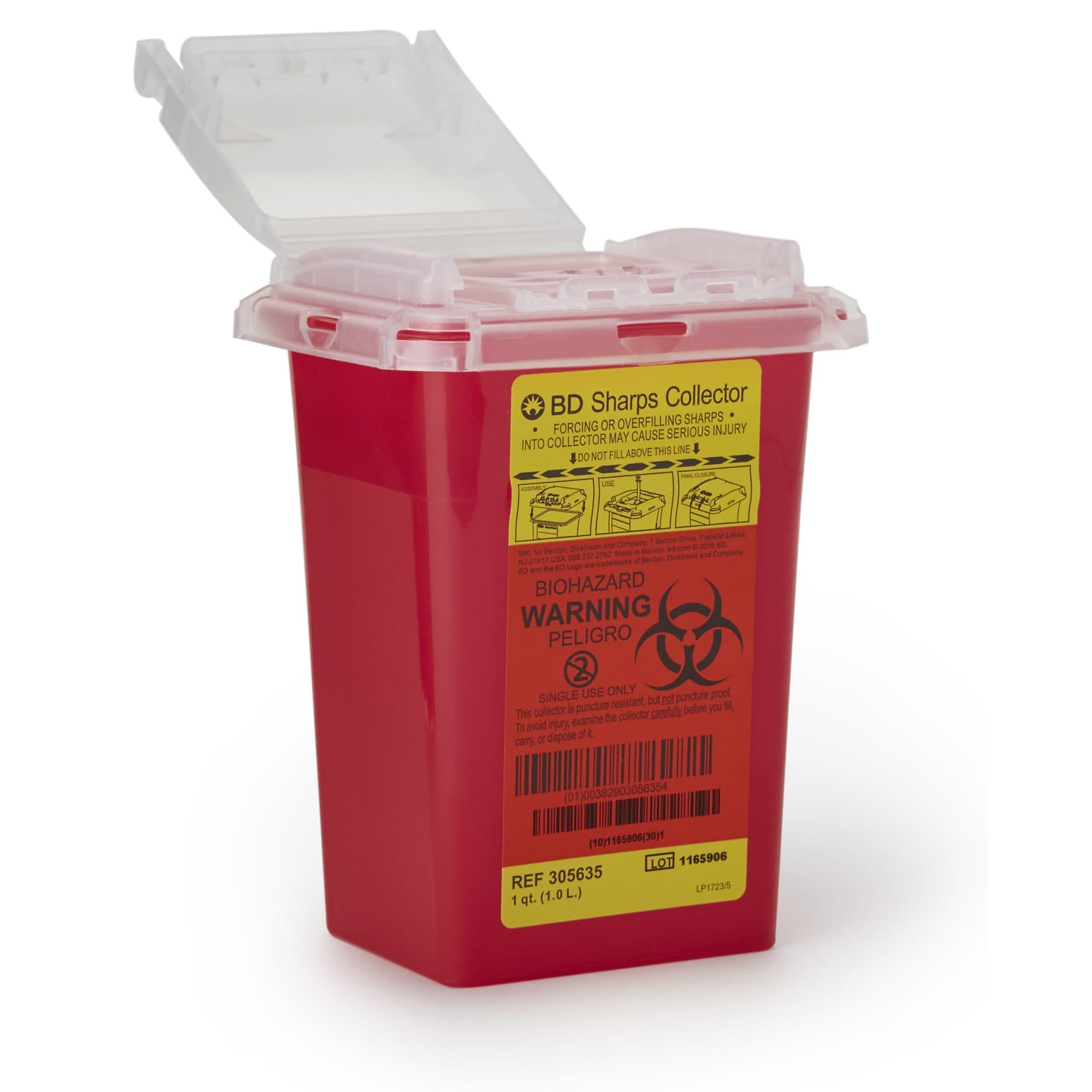 BD Phlebotomy Sharps Container, 1 Quart - Case of 60 - Image 1