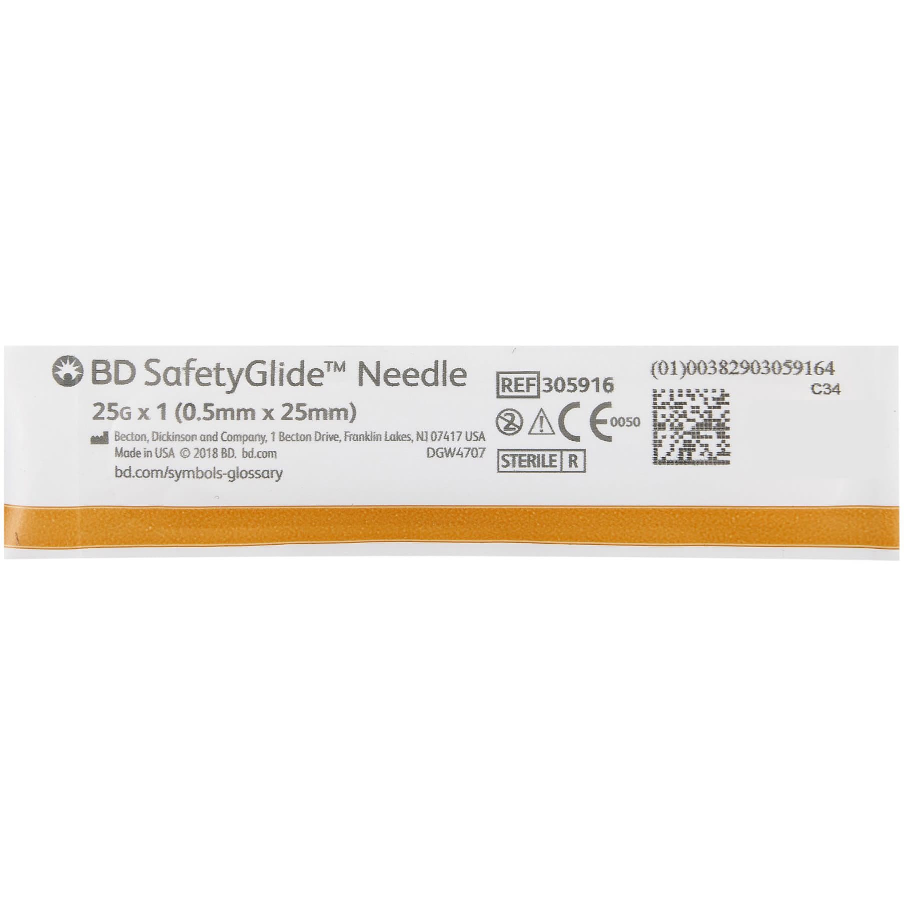 BD SafetyGlide Hypodermic Needle, 25 Gauge, 1 Inch - Each - Image 2