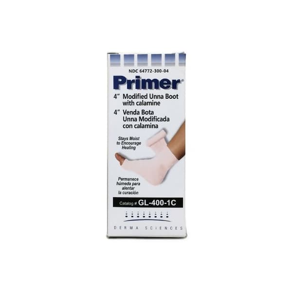 Primer Unna Boot White Calamine and Zinc Oxide NonSterile, 4 Inch x 10 Yard - 1 Dozen - Image 1