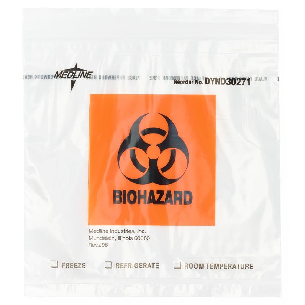 Zip-Style Biohazard Specimen Bags, 8 x 8 Inch - Case of 1000 - Image 1