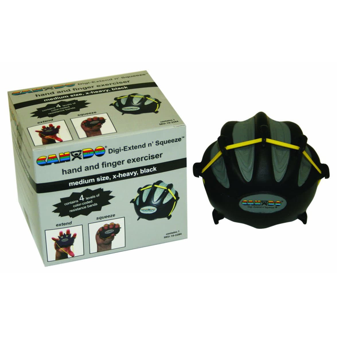 CanDo Digi-Extend n' Squeeze Hand Exerciser, Medium, Black, Extra Heavy - Image 1