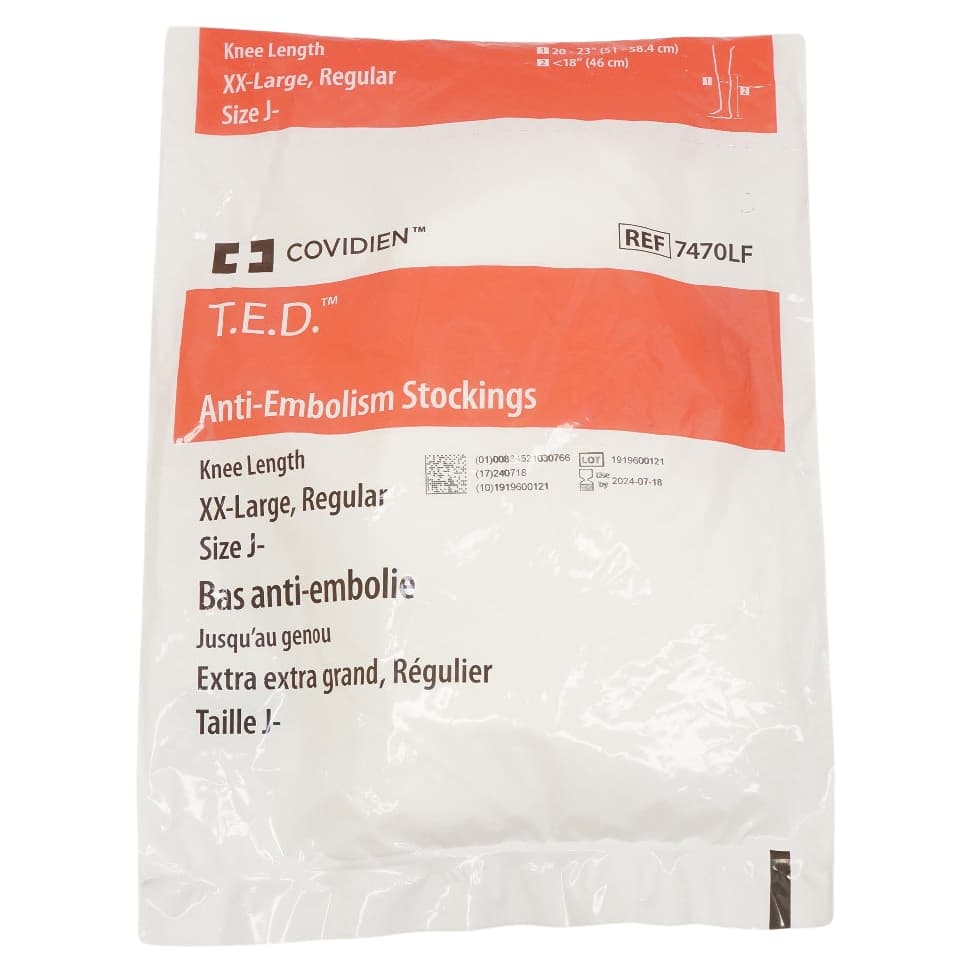 T.E.D Knee High Anti-Embolism Stockings, White, 2XLarge-Regular - Pair - Image 1
