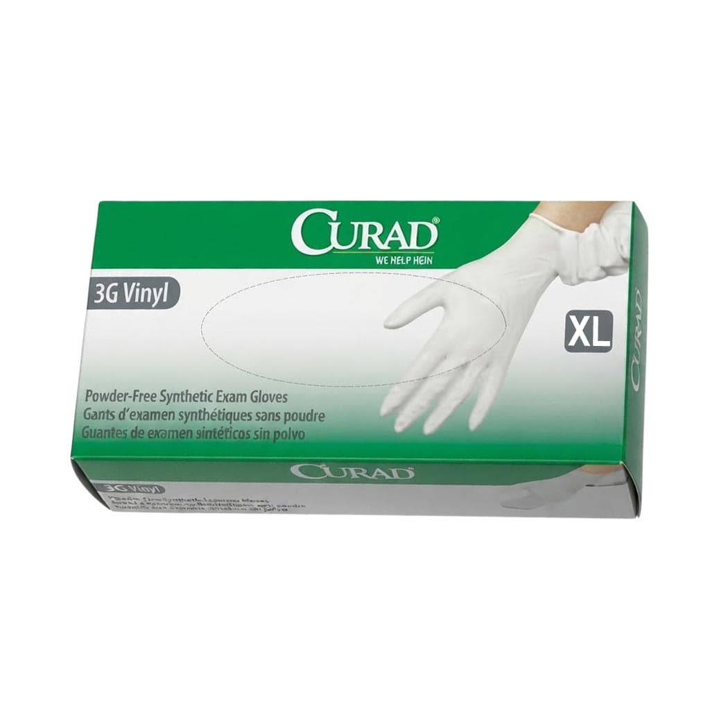 Medline Curad Powder Free Textured Latex Exam Gloves, Beige, X-Large - Box of 90 - Image 1