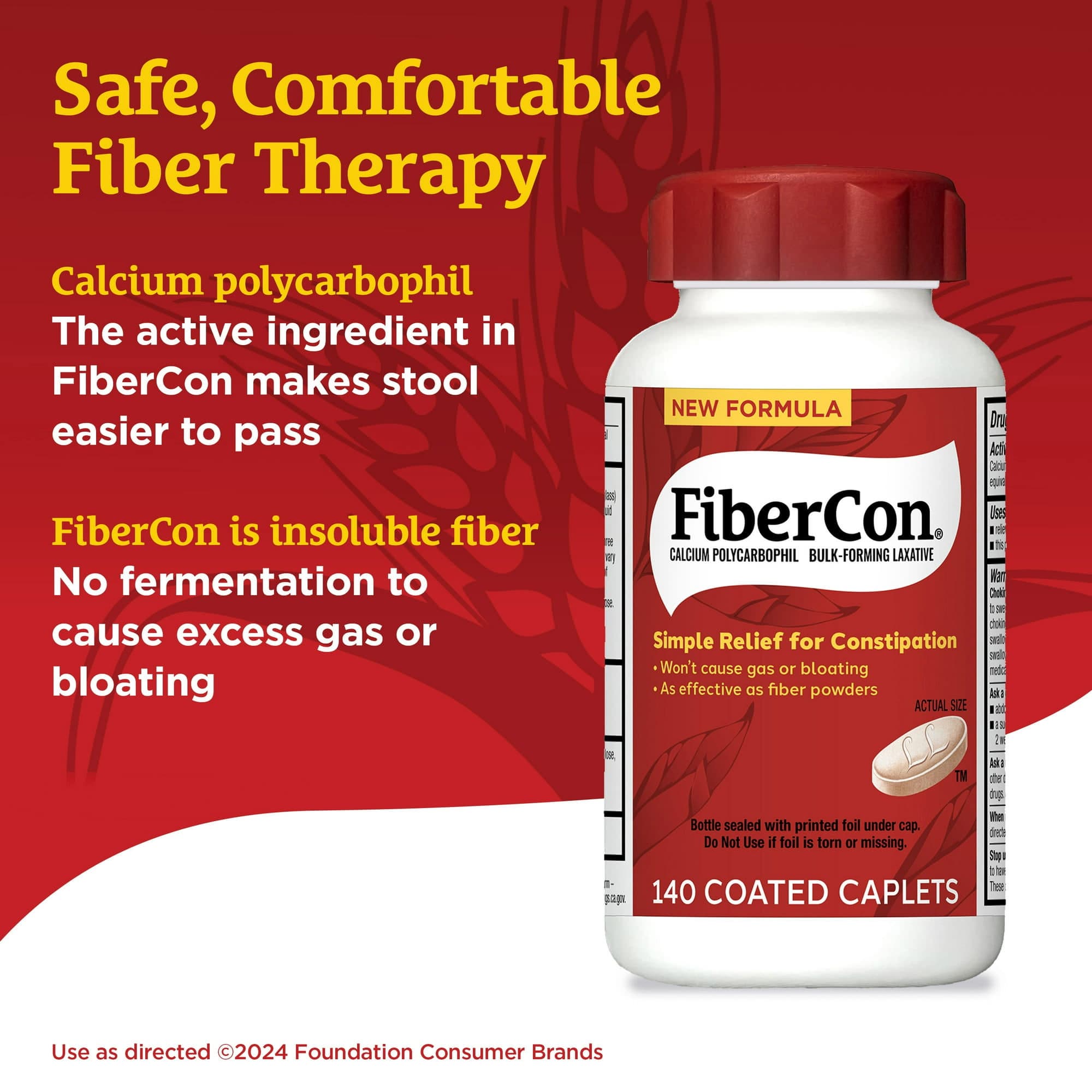 FiberCon Coated Caplets, 140 Count - Each - Image 2