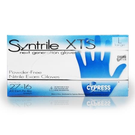 Syntrile XTS Exam Glove Blue Beaded Cuff 2 mil to 4 mil Range, Large - Case of 2000 - Image 1