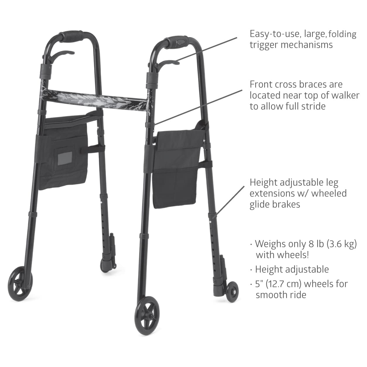 Medline Folding Trigger Walker - Image 2