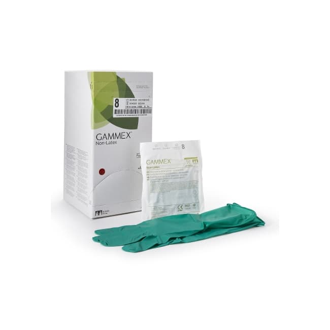 GAMMEX Non-Latex Surgical Glove Green Straight Cuff Standard, Size 8 - Case of 200 - Image 1
