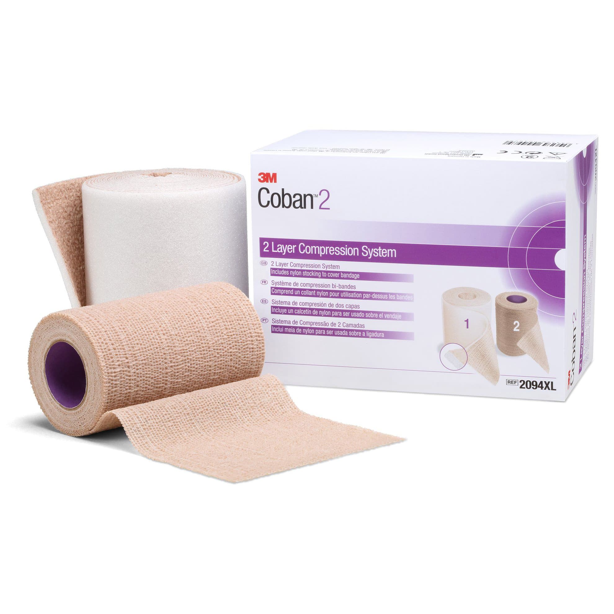 3M Coban 2 Layer Compression Bandage, 4" x 3-4/5 Yard, 4" x 6-3/10 Yard - Case of 8 - Image 1