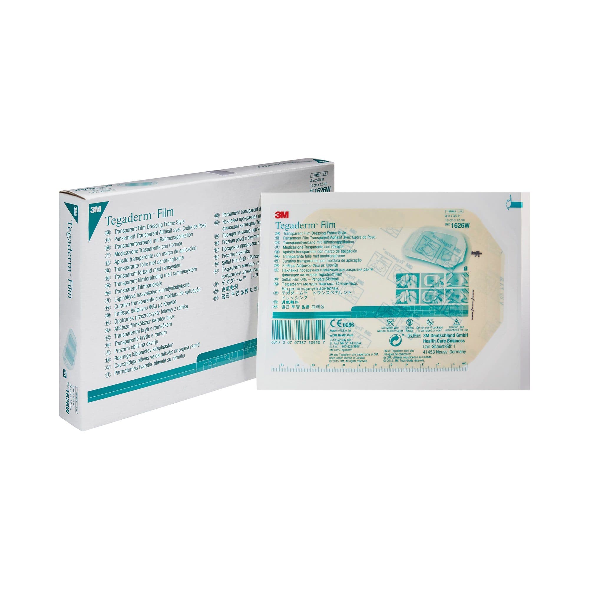 3M Tegaderm Transparent Adhesive Film Dressing, Frame Style, 4" x 4 3/4" - Each - Image 1