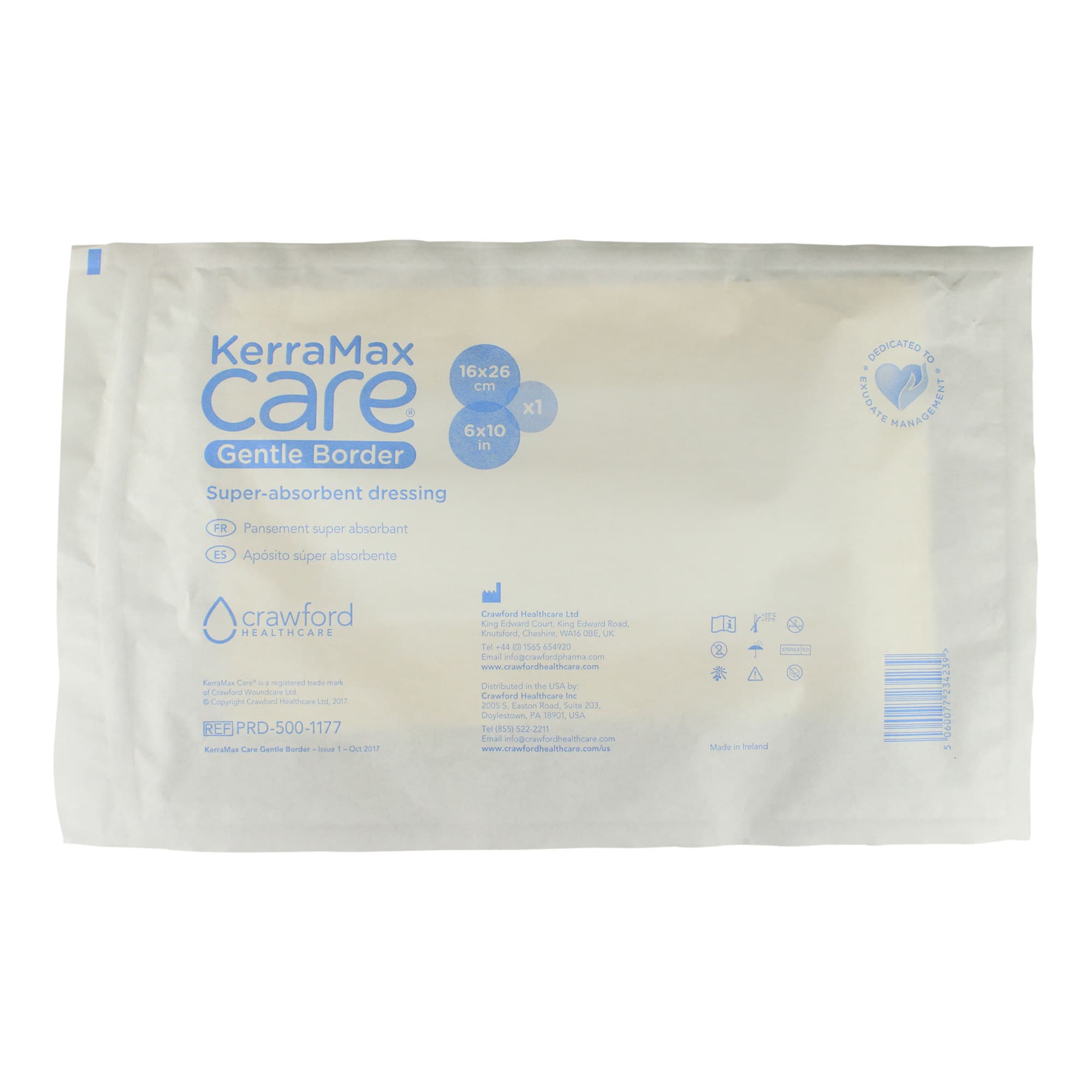 KerraMax Care Gentle Border Super Absorbent Dressing, 6 x 10 Inch - Image 1