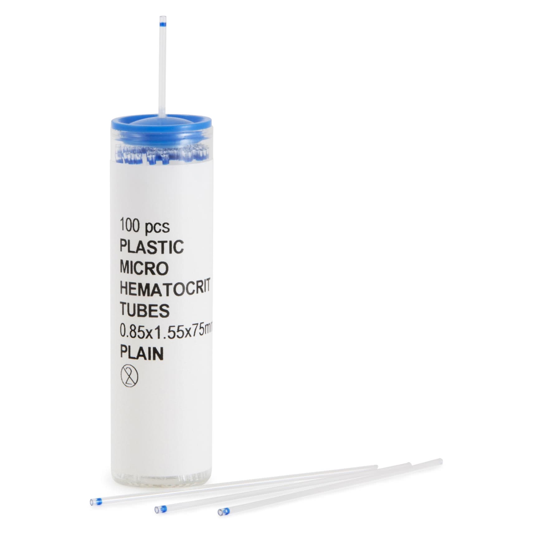 Capillary Blood Collection Tube, Plain NonSterile Translucent Tube, 75 mm Length - Box of 10 - Image 1