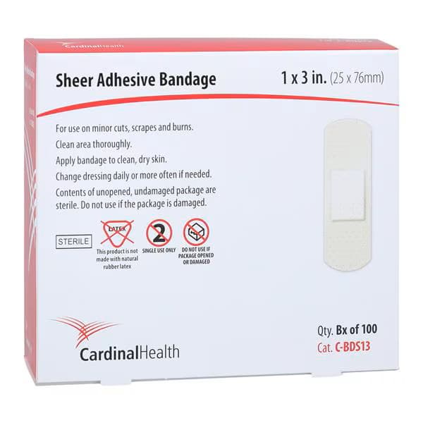 Cardinal Sheer Adhesive Bandages, 1 x 3 Inch - Box of 100 - Image 1
