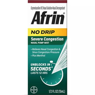Afrin No Drip Severe Congestion Pump Nasal, Mist, 0.5 oz - Each - Image 2