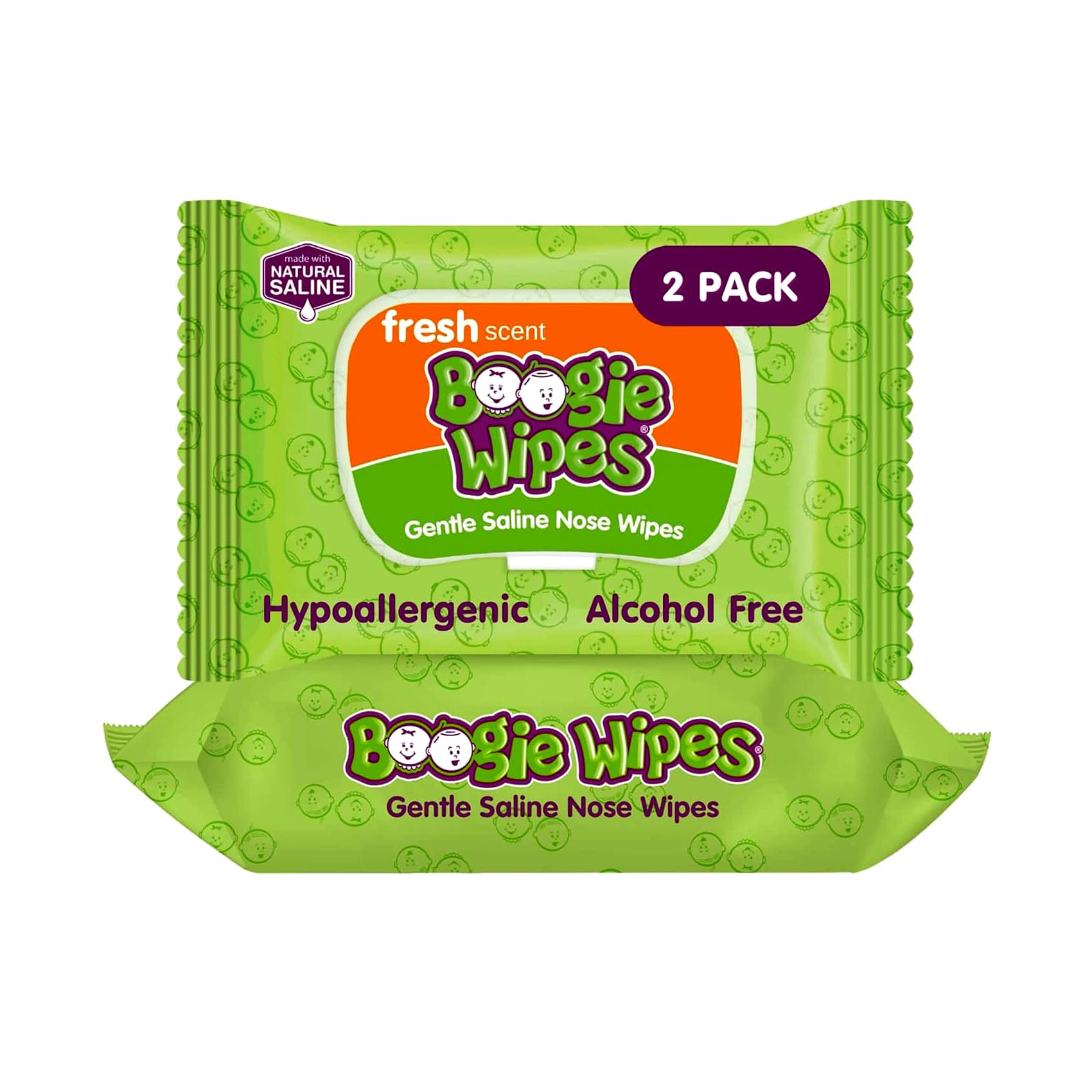 Nehemiah Boogie Wipes Natural Saline Nose Wipe, Fresh Scent - Package of 90