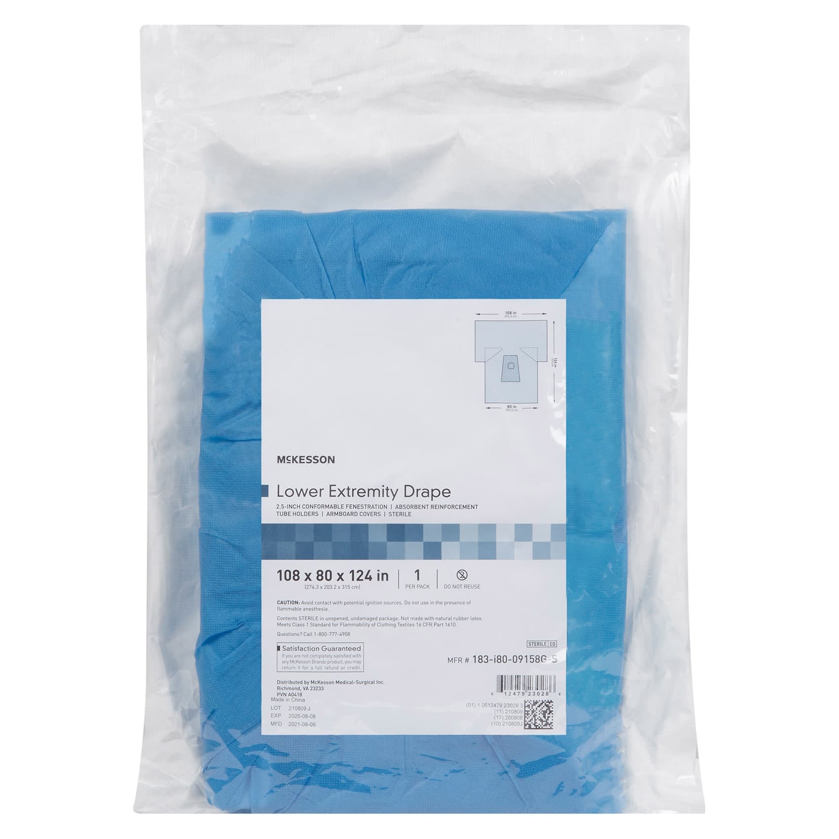 McKesson Orthopedic Lower Extremity Drape, 108 W x 80 W x 124 L Inch - Case of 10 - Image 1