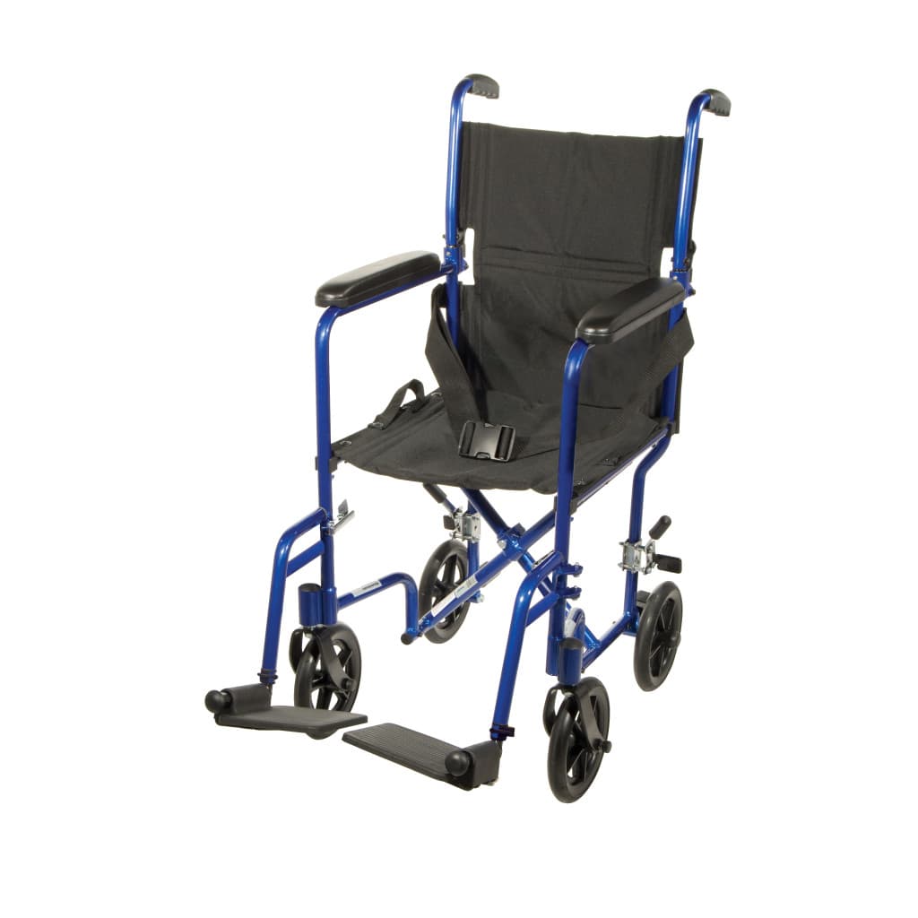 Drive Aluminum Transport Chair, 19", Blue - Each - Image 1