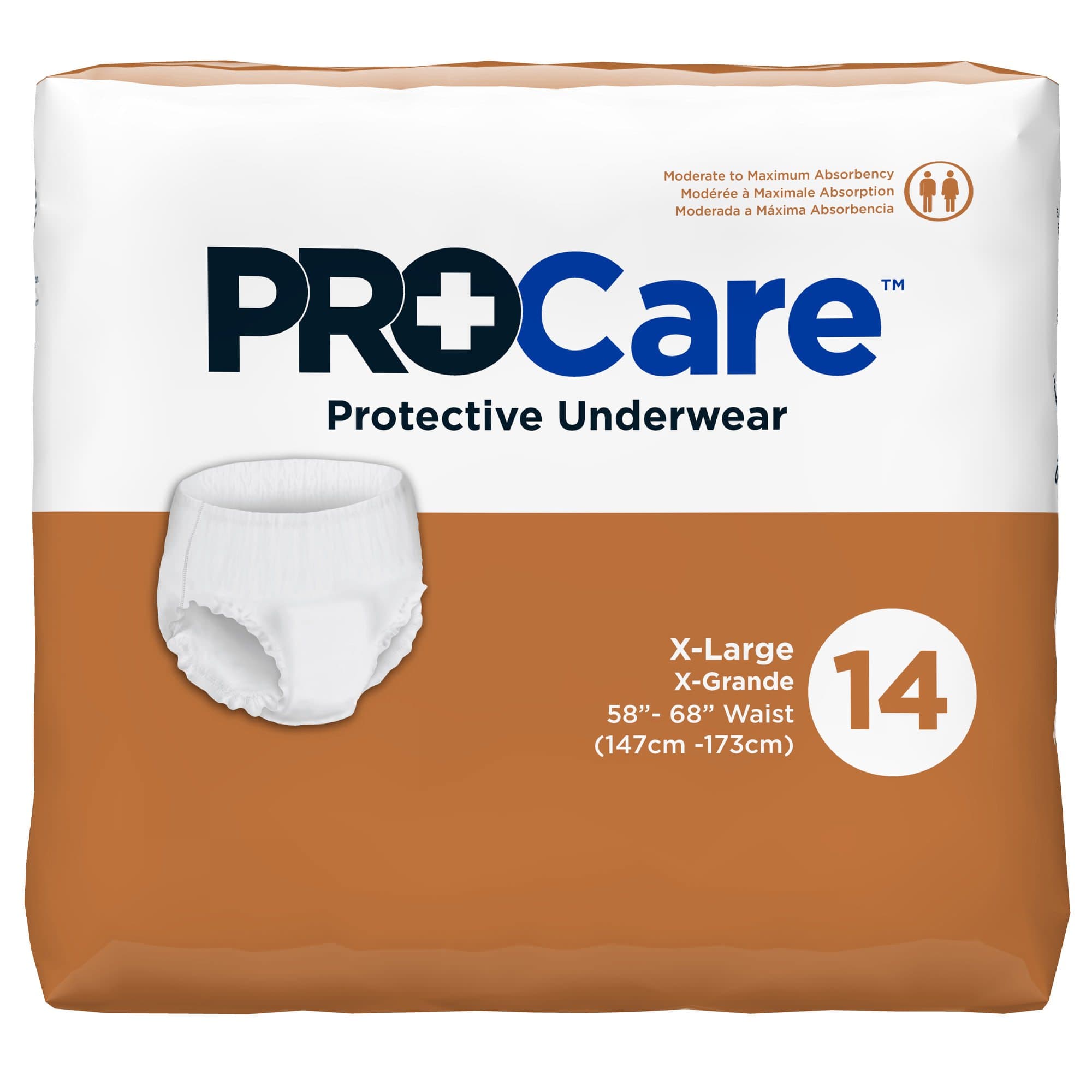 ProCare Protective Moderate Absorbent Adult Underwear, Extra Large - Package of 14 - Image 1
