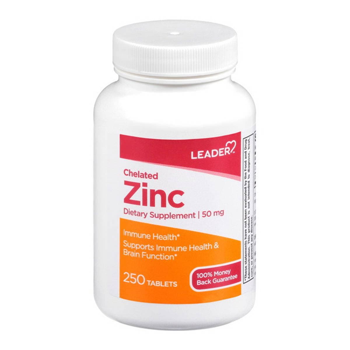 Leader Chelated Zinc Dietary Supplement Tablets, 50 mg, 250 Tablets - Each - Image 1