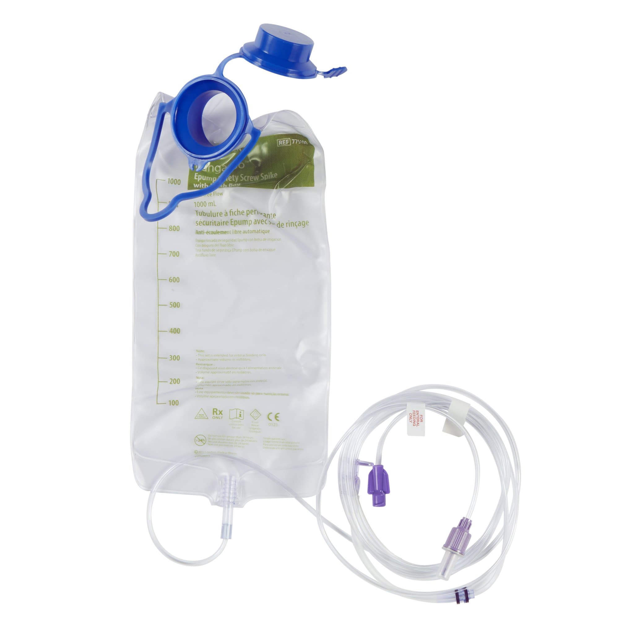 Kangaroo ePump ENPlus Spike with Flush Bag, 1000 mL - Each - Image 1