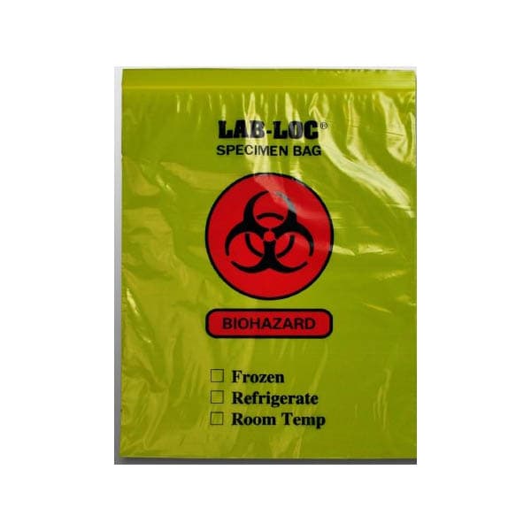 Lab-Loc Specimen Transport Bag, NonSterile 2 mil, Yellow Tint, 12 x 15 Inch - Case of 1000 - Image 1