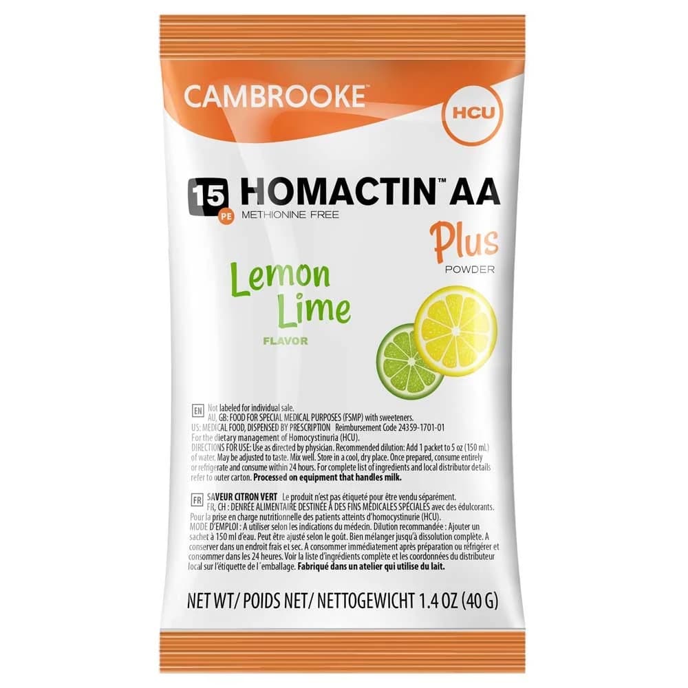 Cambrooke Homactin AA Plus Amino Acid-Based Methionine-Free Powdered Formula, Lemon Lime - Image 1