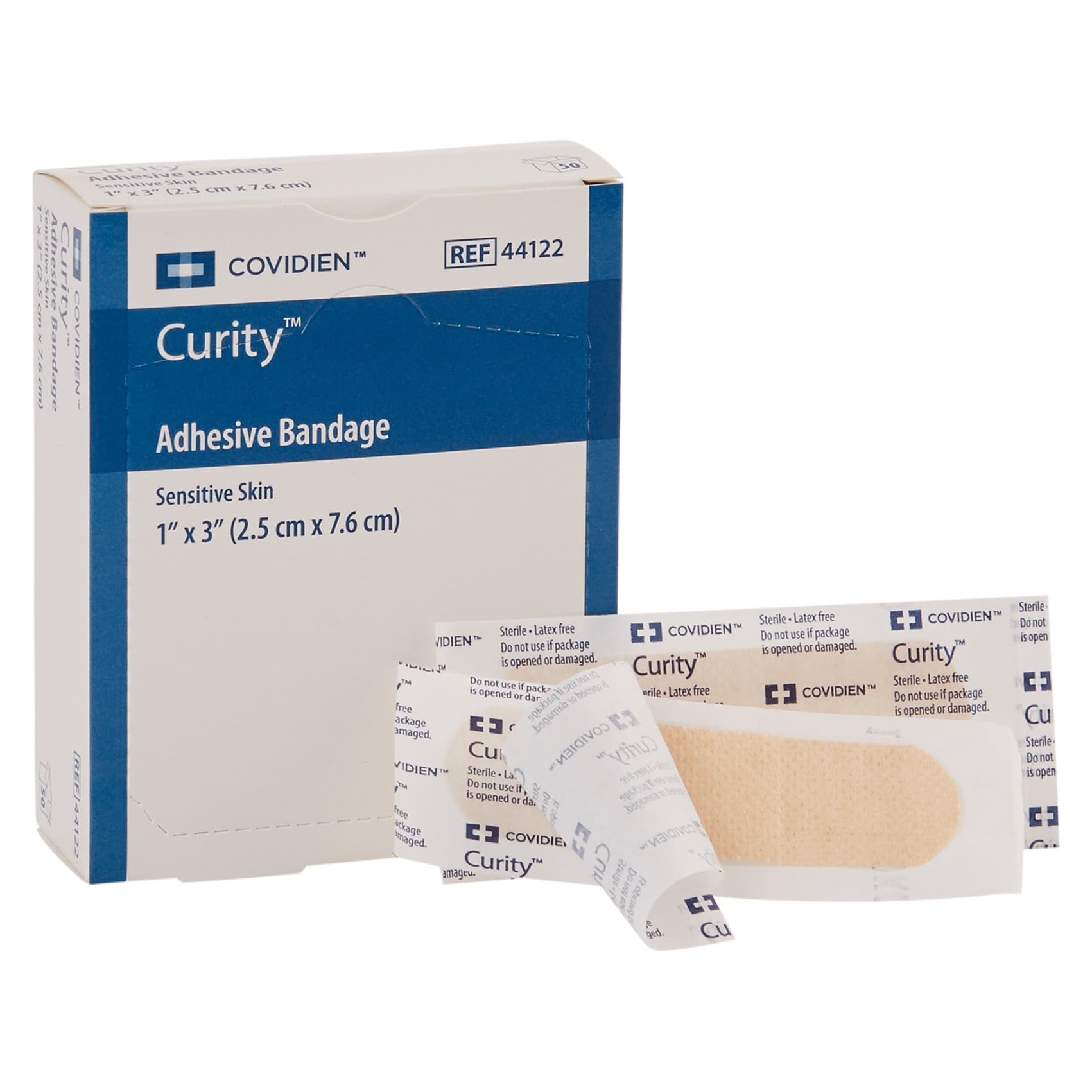 Curity Plastic Adhesive Strip for Sensitive Skin, Tan, 1 X 3 Inch, Sterile