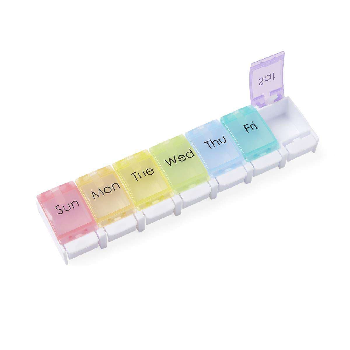 Medline 7-Day Pill Organizer with Easy Push Buttons, Multicolor, 1X-Day - Case of 6 - Image 1